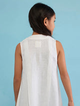 Ita Pleated Linen Dress - White