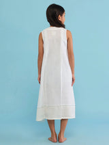 Ita Pleated Linen Dress - White