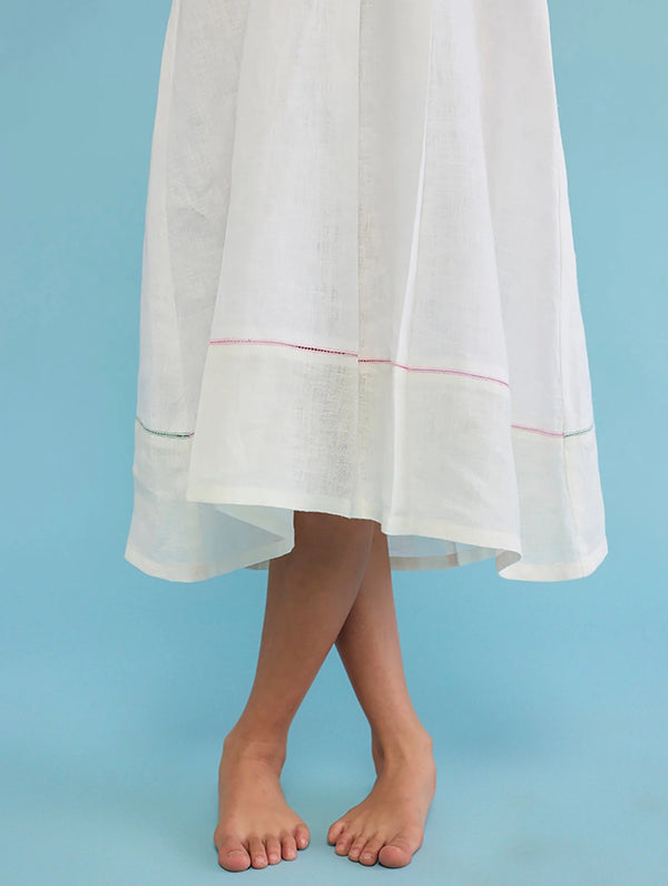 Ita Pleated Linen Dress - White