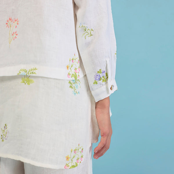 Leina A- Line Linen Co-ord Set - White