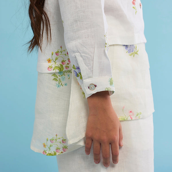 Leina A- Line Linen Co-ord Set - White