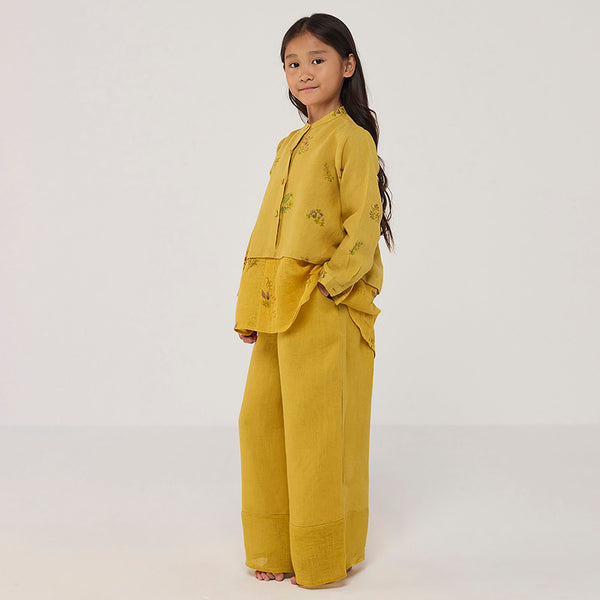 Leina A- Line Linen Co-ord Set - Ochre