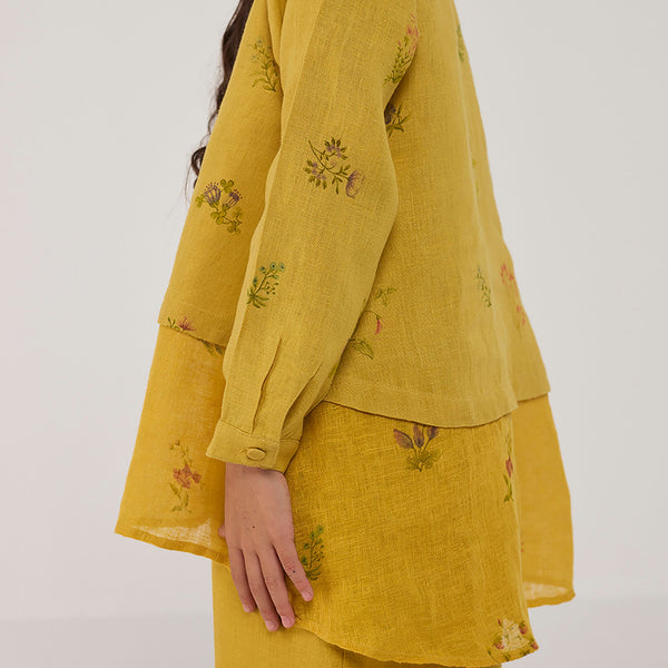 Leina A- Line Linen Co-ord Set - Ochre