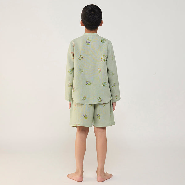 Akio Floral Linen Co-ord set - Mint
