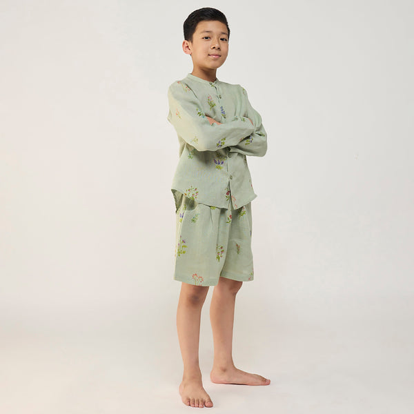 Akio Floral Linen Co-ord set - Mint