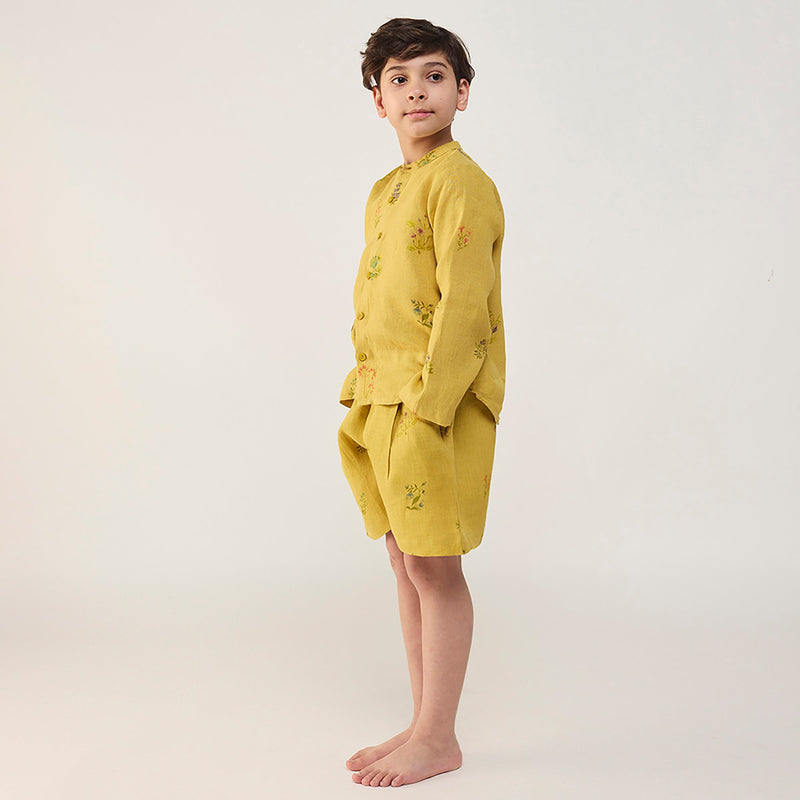 Akio Floral Linen Co-ord set - Ochre