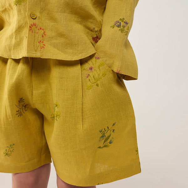 Akio Floral Linen Co-ord set - Ochre