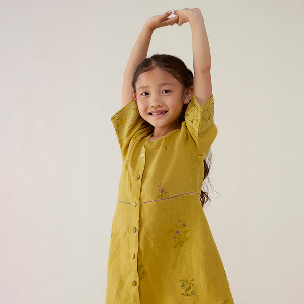 Inoya Linen dress - Ochre