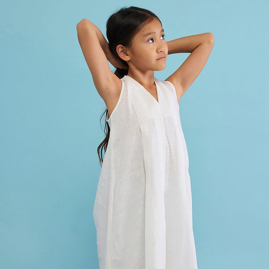 Ita Pleated Linen Dress - White