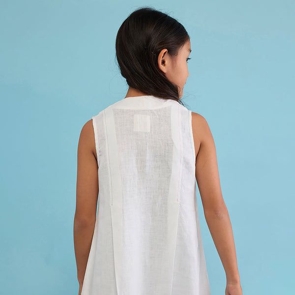 Ita Pleated Linen Dress - White