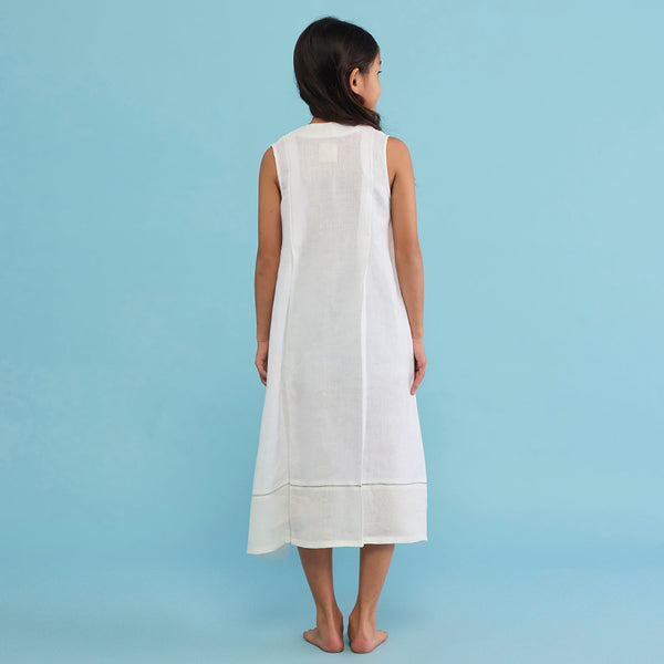 Ita Pleated Linen Dress - White