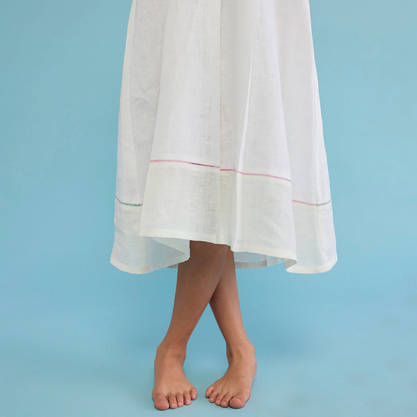 Ita Pleated Linen Dress - White