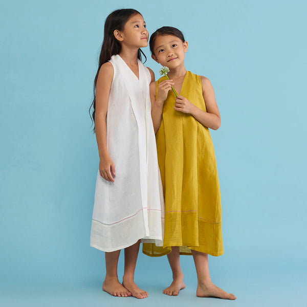 Ita Pleated Linen Dress - Ochre