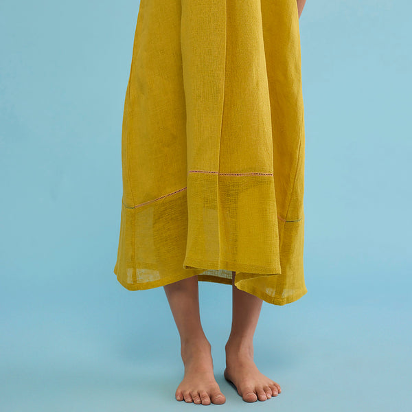 Ita Pleated Linen Dress - Ochre