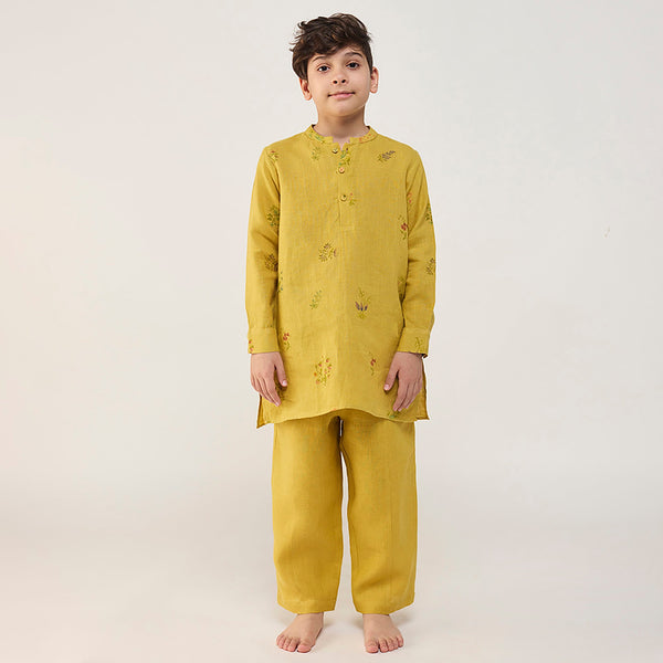 Jay Forever Linen Kurta Set - Ocher
