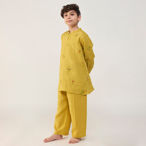 Jay Forever Linen Kurta Set - Ocher