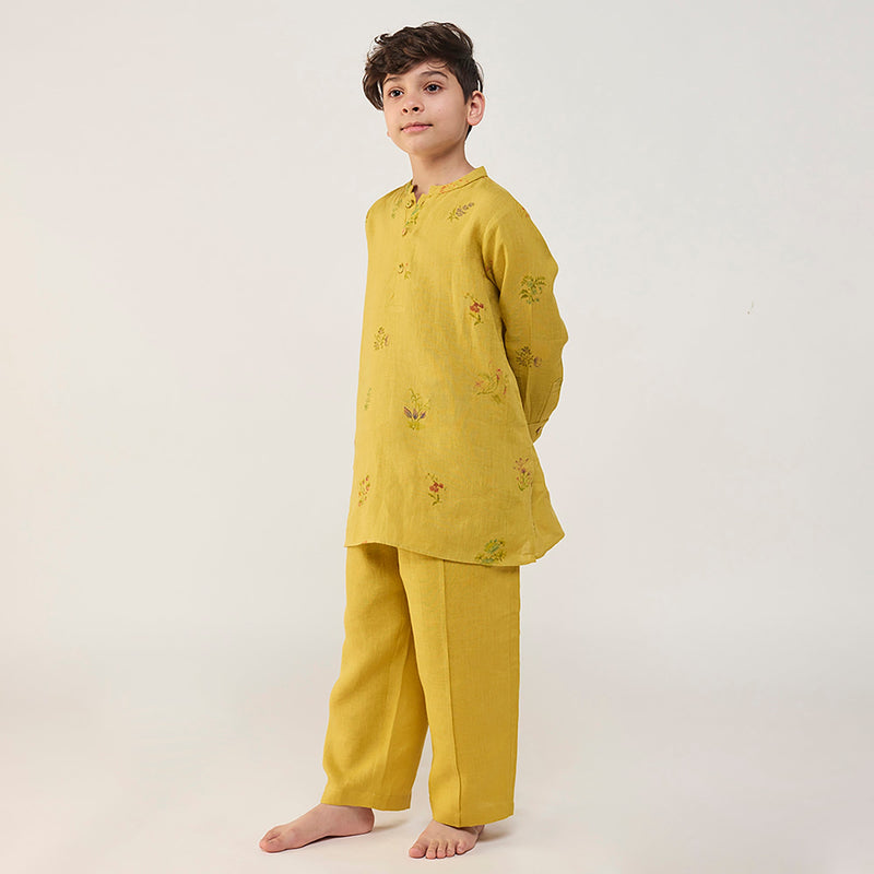 Jay Forever Linen Kurta Set - Ochre