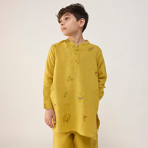 Jay Forever Linen Kurta Set - Ochre