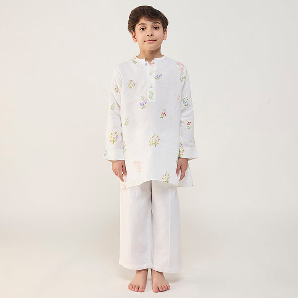 Jay Forever Linen Kurta Set - White