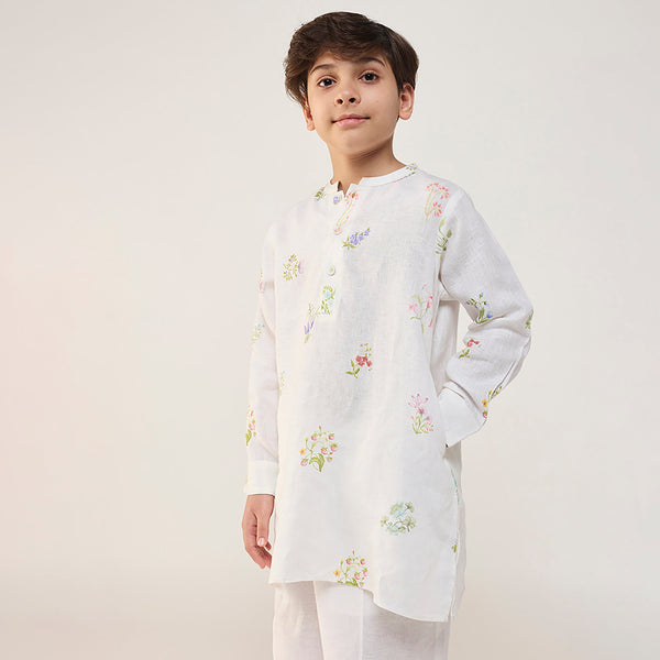 Jay Forever Linen Kurta Set - White