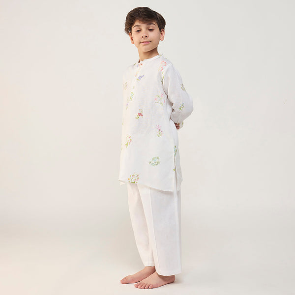 Jay Forever Linen Kurta Set - White