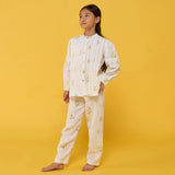 Nama Floral Linen Pant - White
