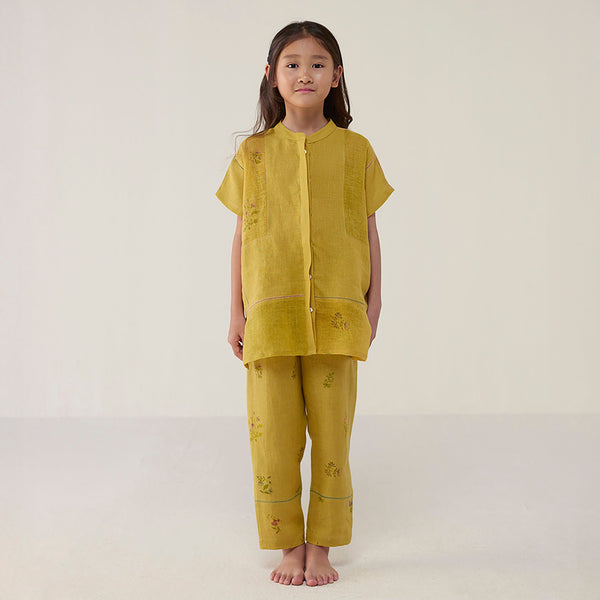 Nama Floral Linen Pant - Ochre
