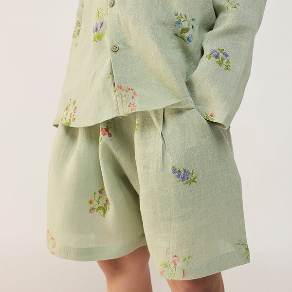 Kimi Timeless Linen Shorts - Mint