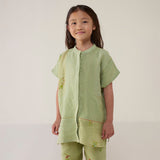 Aboli Patchwork Linen Shirt - Mint