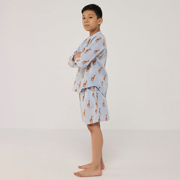 Ben Linen Shirt - Sky (Giraffe)