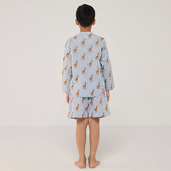 Rolf Linen Shorts - Sky (Giraffe)
