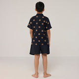 Jin Plain Linen Navy Shorts