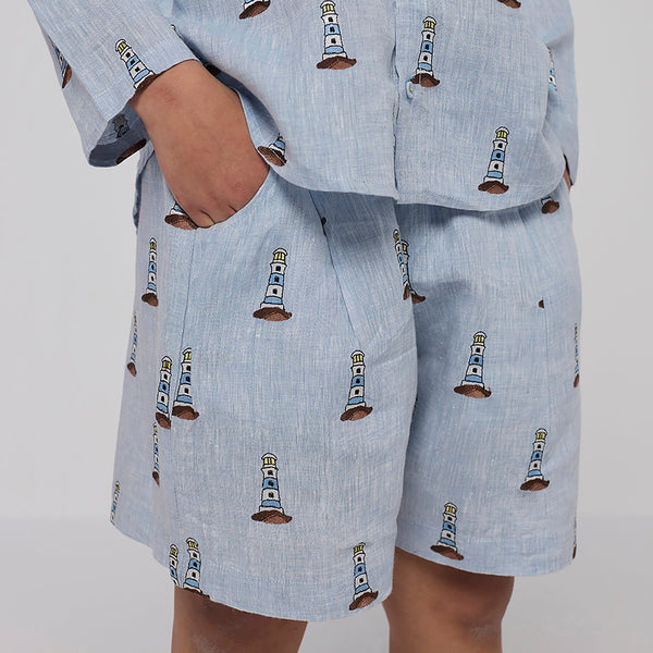 Rolf Linen Shorts - Sky (Lighthouse)