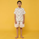 Jin Plain Linen White Shorts