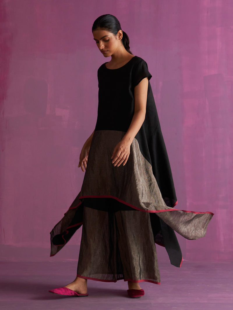 Shirin Asymmetrical Linen Top - Black