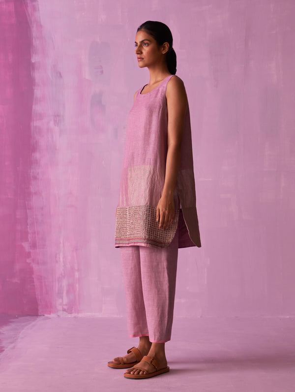 Ansa Tapered Linen Pant - Lavender