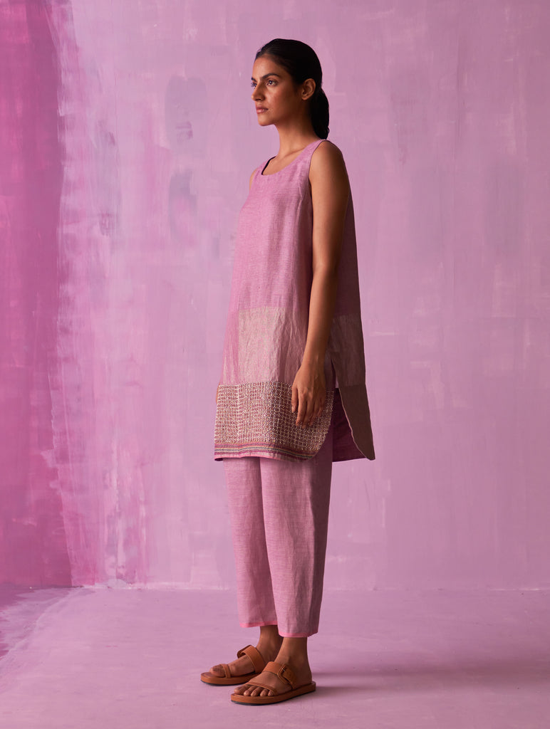 Ansa Tapered Linen Pant - Lavender