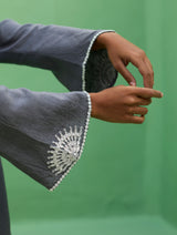 Susie Gotapatti Linen Kurta - Metallic Grey