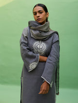 Susie Gotapatti Linen Kurta - Metallic Grey