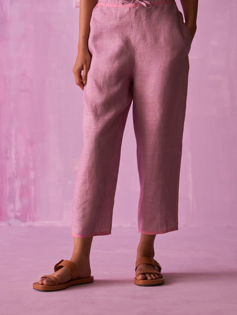 Ansa Tapered Linen Pant - Lavender