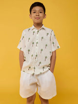 Jin Plain Linen White Shorts