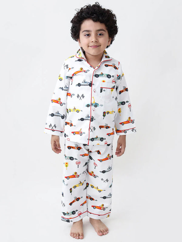 Racing Cars Organic Pajama Set For Kids