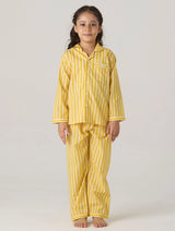 Lemon Striped Pima Pajama Set For Kids