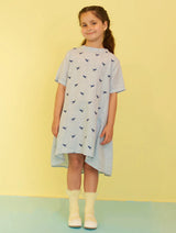 Tessa Embroidered Linen Dress - Sky