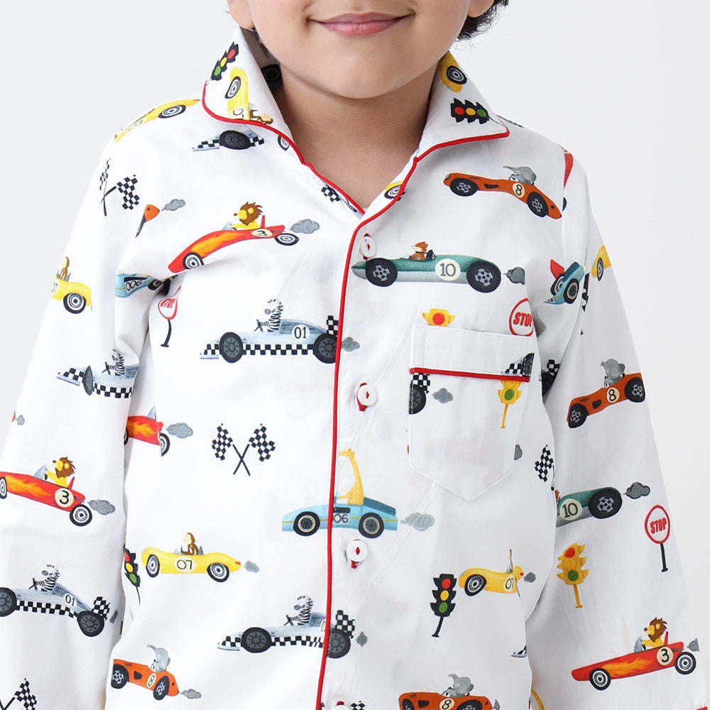 Racing Cars Organic Pajama Set For Kids