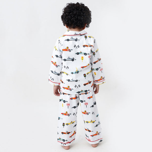 Racing Cars Organic Pajama Set For Kids