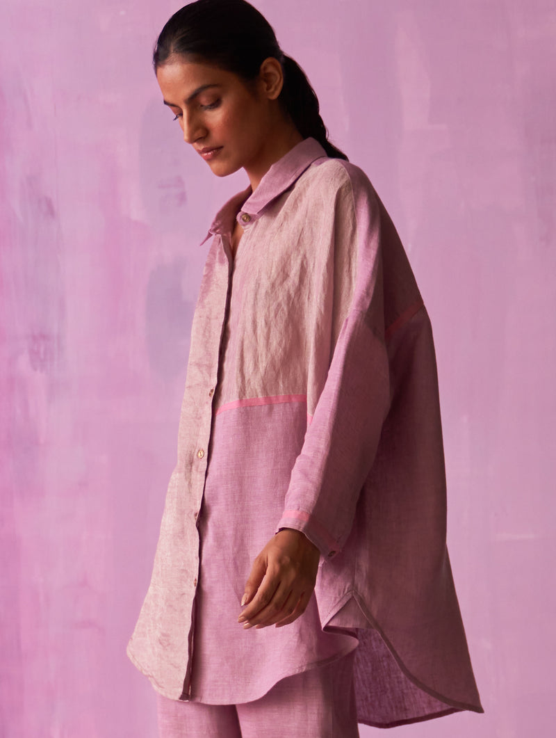Zaha Metallic Linen Shirt - Lavender