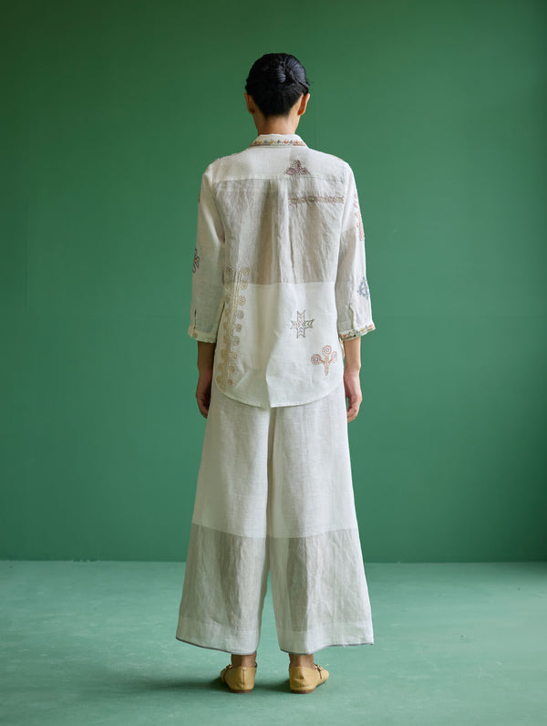 Tansa Hand-Embroidered Co-ord Set - Ivory