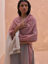 Mila Color-Blocked Linen Kurta Set - Rose