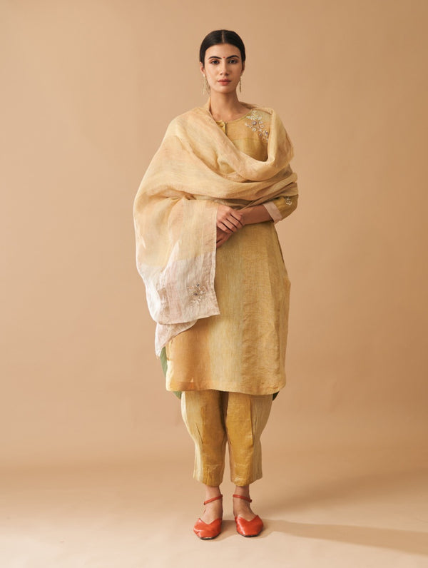 Amina Floral Embroidered Stripe Dupatta